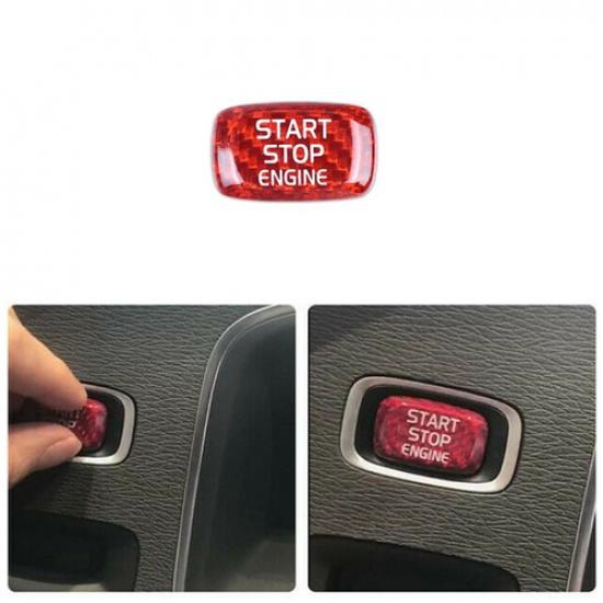 Black Red Carbon Fiber sporty style Car Engine Start Button Sticker for Volvo