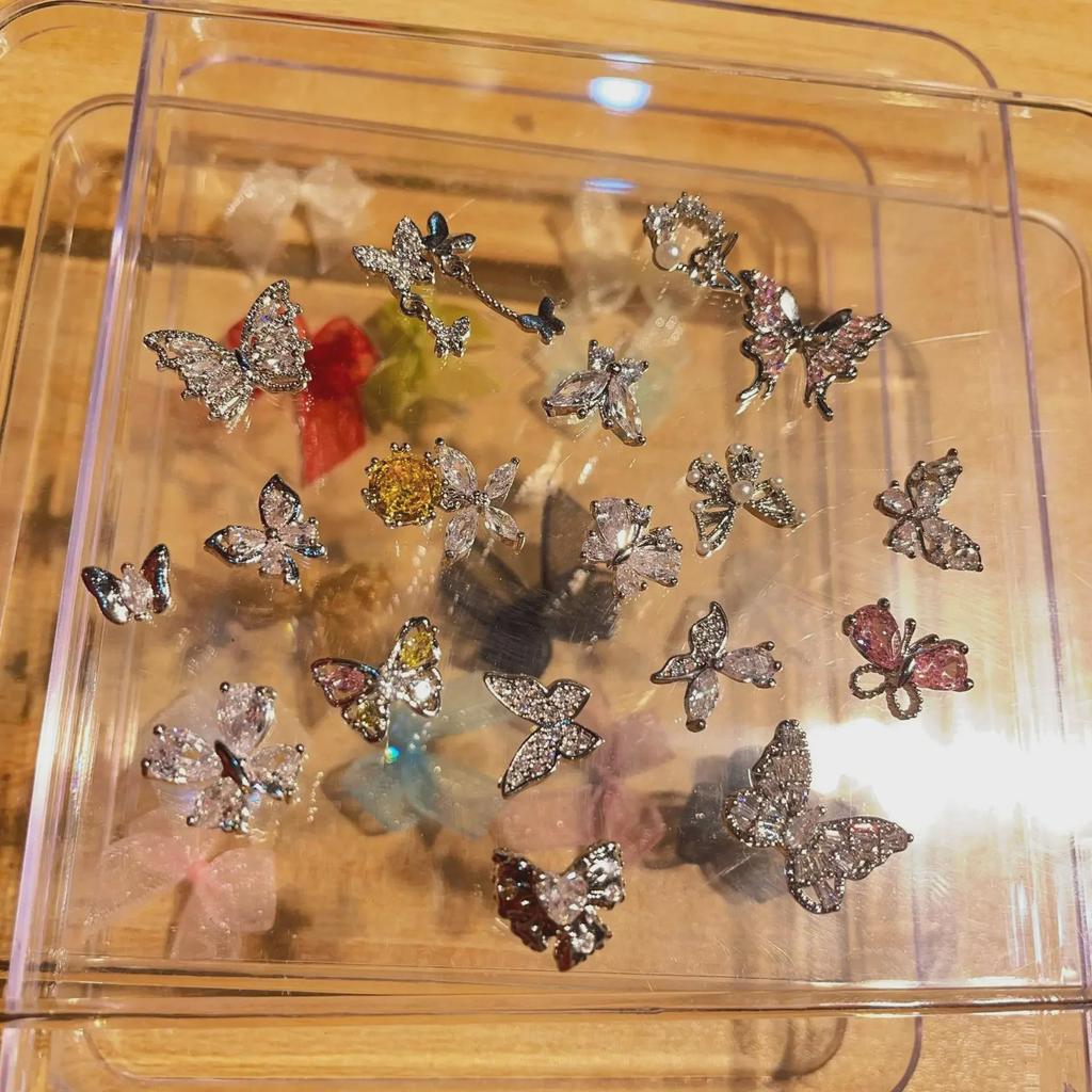 LZ16 Luxus Metall Schmetterling Zirkon Nagel Schmuck