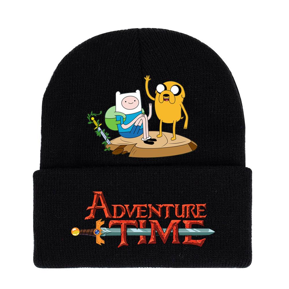 Adventure Time Cartoon Print Acrylic Knit Hat Winter Warm Unisex Beanie For Adults Teens