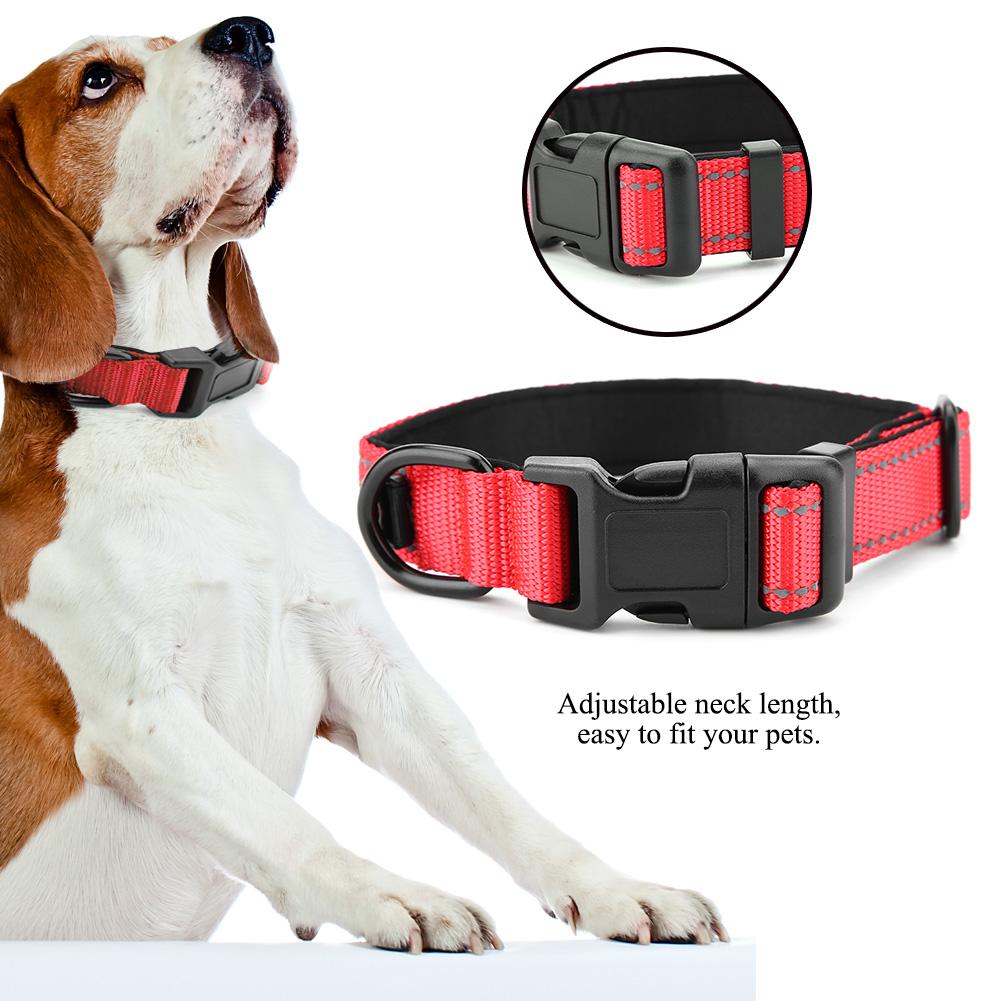 Reflective Nylon Dog Collars Adjustable Safe Pet Collar for Small Medium Large Dogs(Red L)