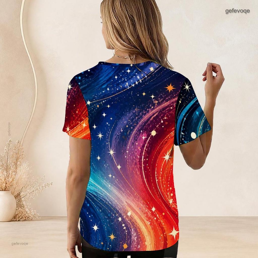 Women Plus Size Short Sleeve U Neck T Shirt Pink Glitter Heart Dot Gradient Print White Base Top