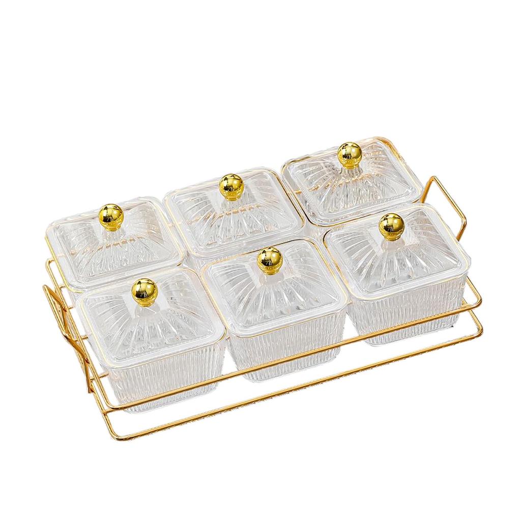 Creative Divided Serving Platter with Lid Appetizer Serving Tray Snack Dishes Food Storage Box Nuts Tray for Nuts Fruits