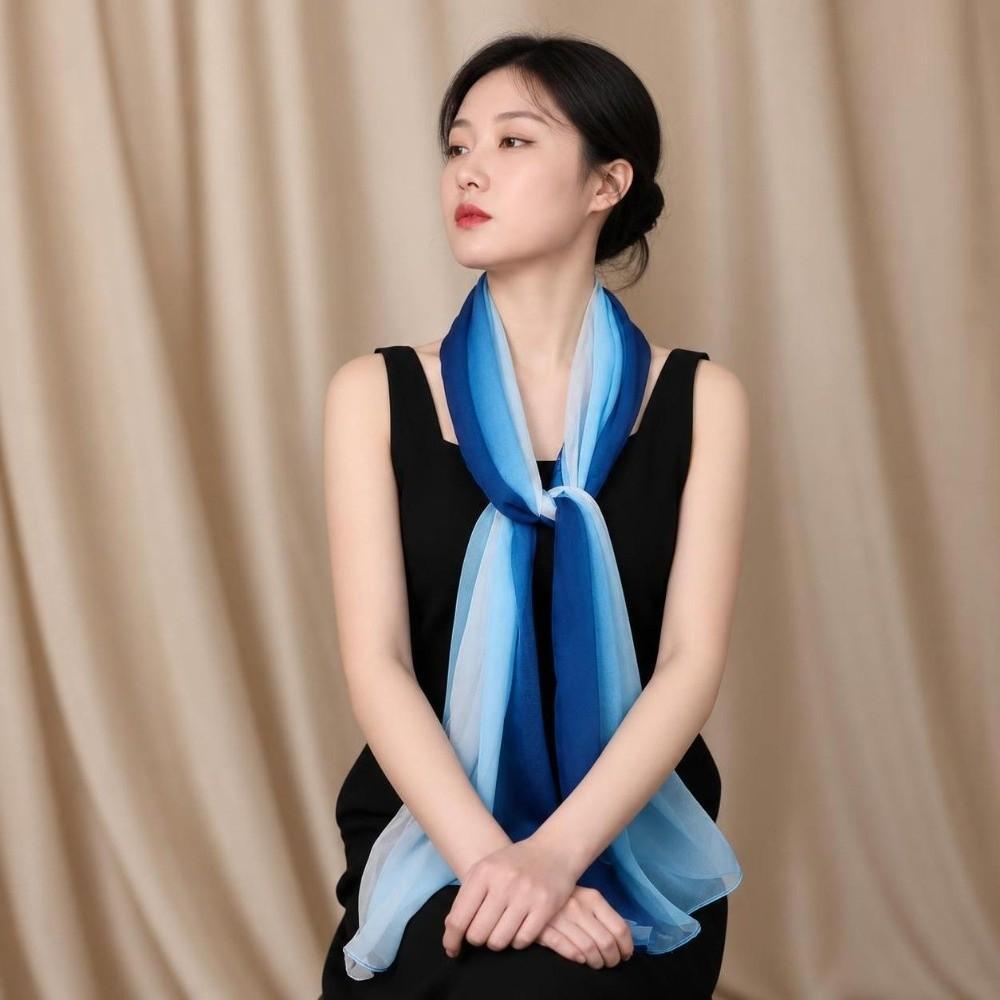 Silky Touch Neck Scarf Gradient Color Shawl Hijab Fashion Long Gauze Headwrap for Women