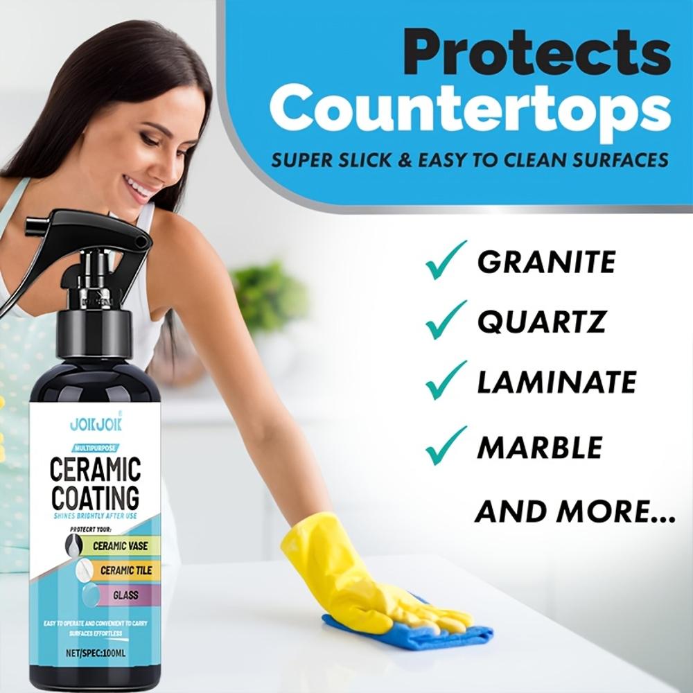 Ceramic Coating Spray Kit - Shine, Seal & Protect Kitchen & Bath Surfaces, Prevents Fingerprints On Appliances, Countertops and