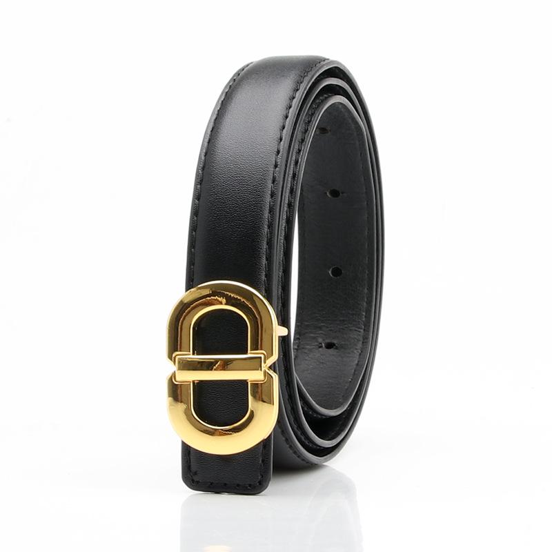 Women's High-End Gold Double D Waist Belt - Trendy Fashion PU Belt for Jeans