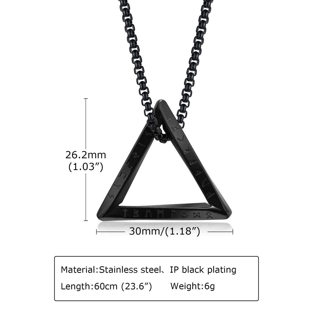 Nordic Triangle Pendant Necklaces for Men Boys,Waterproof Stainless Steel Pendant Necklaces with 50-70CM Box Chain,Stylish Gifts