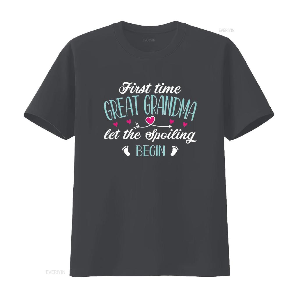 Womens First Time Great Grandma Let the Spoiling Begin New 1st T Shirt Black 4X Large vintage Washed Breathable Stretched