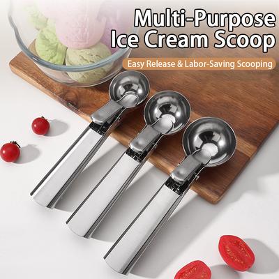 Stainless Steel Dual-purpose Ice Cream Scoops & Ice Spoon, Spoon for Ice Cream, Fruit & Dessert Ball Scoop, Ice Cream Tools BJL0