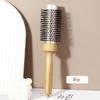 Hairstyling Nylon Hair Brush - Hair Dryer Cylinder Curling Comb - Aluminum Tube Comb and Wooden Handle