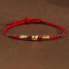 Year of the Horse Gold Wealth Bracelet with Pixiu, Clover Charm, and Red Rope