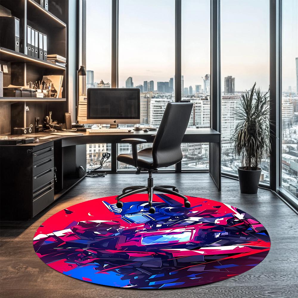 Optimus Prime Printed Round Rug Carpet Chair Rug Area Rug Entryway Doormats,for Office Chair Living Room Bedroom Kitchen Room.