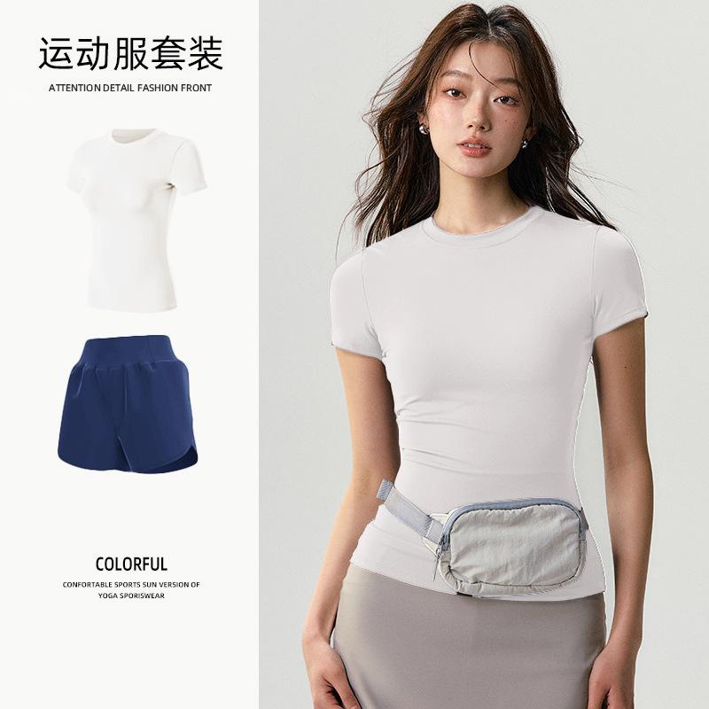 Basic Yoga T-shirt Women's Waist Versatile Fitness Short-sleeved Running Quick-drying Yoga Clothes Tight Top