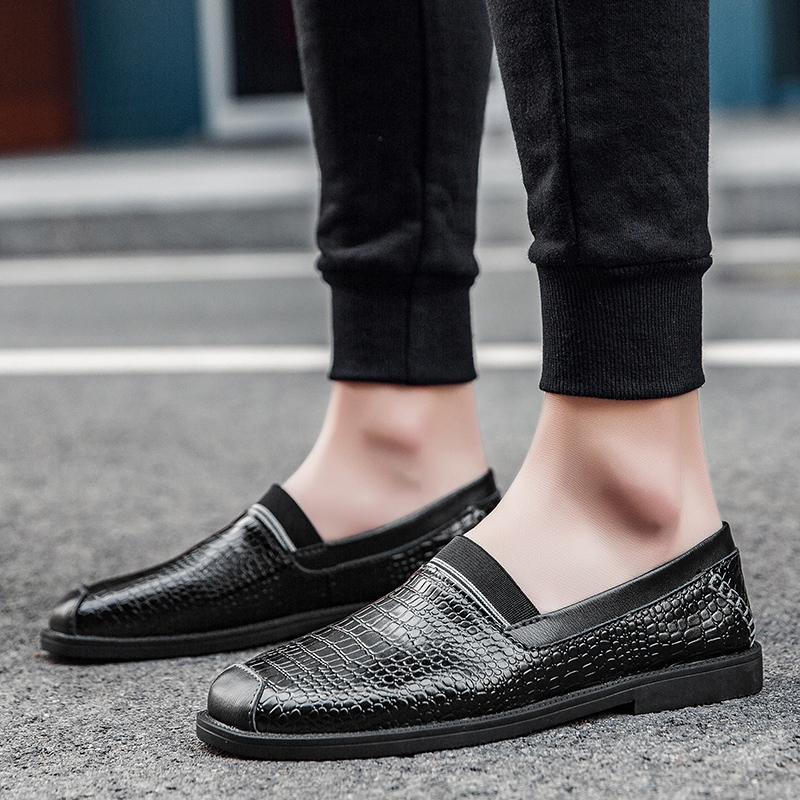 2022 Newestly Men'S Loafers Fashion Leather Shoes Crocodile Pattern Casual Soft Anti-Slip Driving Shoes Man Spring Summer Flats Man