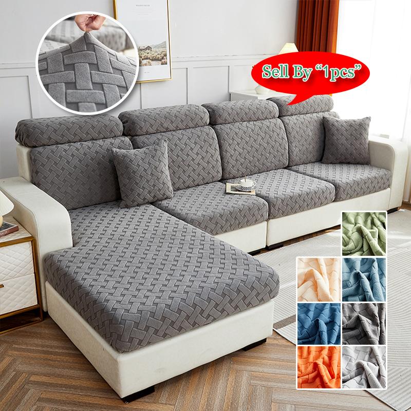 Square Jacquard Cushion Cover For Living Room Solid Stretchy Sofa Cover Velvet Couch Cover Sofa Protector Seat Cover