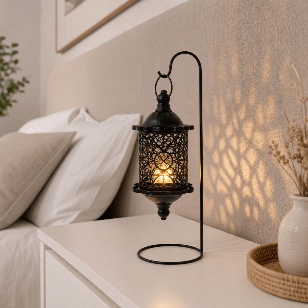 Iron Candle Stand Vintage Candle Holder Tabletop Ornament Hollow Metal Candlestick Living Room