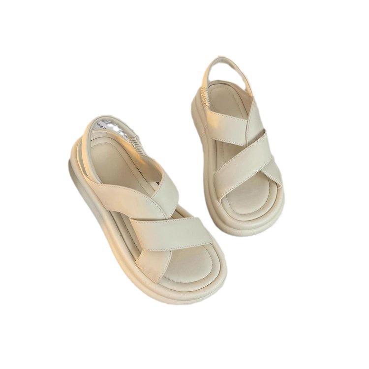 2025 Summer New Elastic Open-toed Sandals Platform-soled Foot Cover Sports Sandals Versatile One-word Beach Sandals