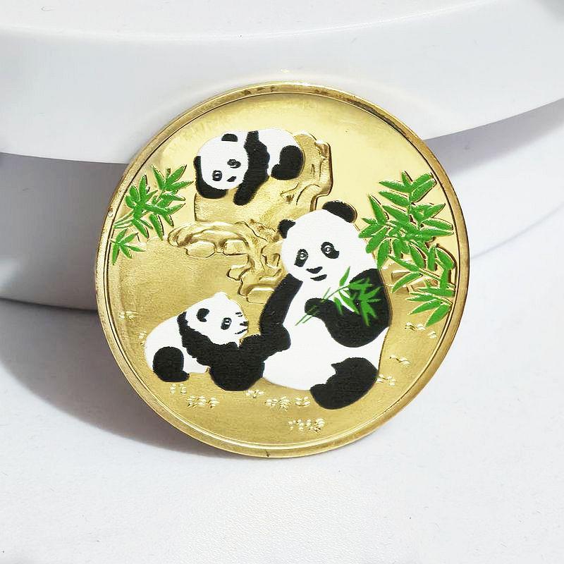 National Treasure Giant Panda Commemorative Coin, Colored Gold and Silver Coins, Commemorative Medals, Gift for Friends, Metal Crafts, Coins 40*1.5mm золотой