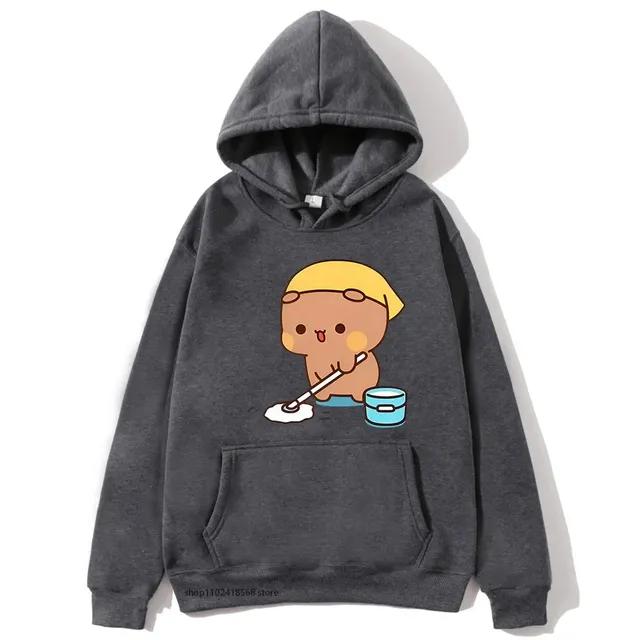 

Kawaii DuDu и BuBu убираются в доме Толстовки Panda Bear Brownie Толстовка Зима Осень Пальто Парная Одежда для женщин 3XL