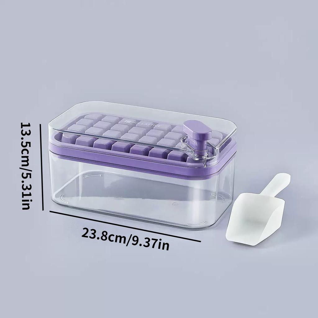 32 grid ice making mold, one click de icing, equipped with 1 ice spoon and ice storage container, essential for summer home use