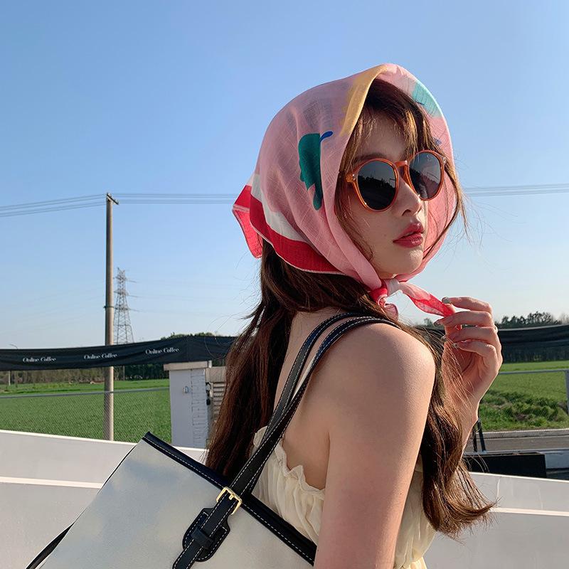 Women's Summer Floral Cotton & Linen Scarf - Breathable Fashion Headband & Neckerchief