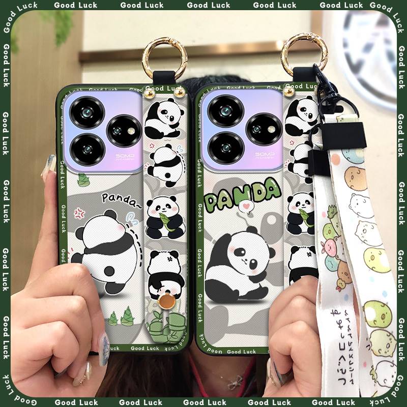 Silicone Wristband Phone Case For ZTE Blade V60 Design/Axon 60 Lite Protective Fashion Design Durable Phone Holder Panda