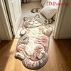 Lying Tabby Cat Shaped Non Slip Floor Mat Soft Water Absorbent Bathroom Bedroom Entrance Home Decor Rug