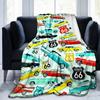1Pz Coperta con motivo Highway 66, leggera per tutte le stagioni, per casa, ufficio, pisolino all'aperto, coperta multifunzionale