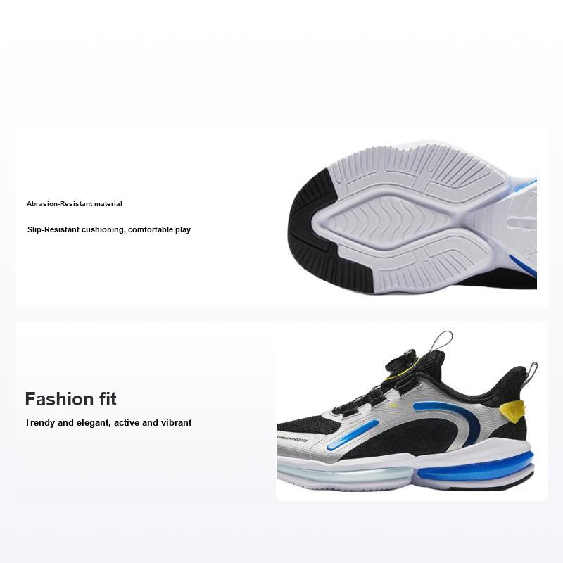 Anta Kids Non-Slip Shock Absorbing Low-Top Running Shoes Kids sneaker Black Silver Blue 312425511-3 37