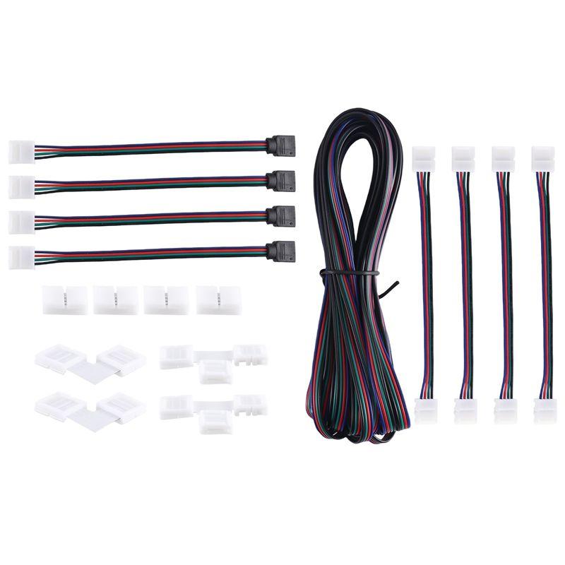 Feb.16.4FT(5M) 4-Pin RGB LED Strip Extension Cable,LED Strips Connectors Kits For 5050 Flexible RGB LED Strip Light