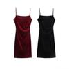 Autumn/Winter Velvet Ruched Slit Camisole Dress: European & American Style