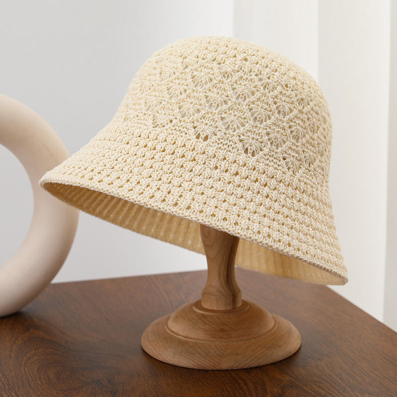 Summer Women'S Versatile Face-Covering Bucket Hat Hollow-Out Design Makes Face Look Smaller Spring Autumn Travel Sun Hat