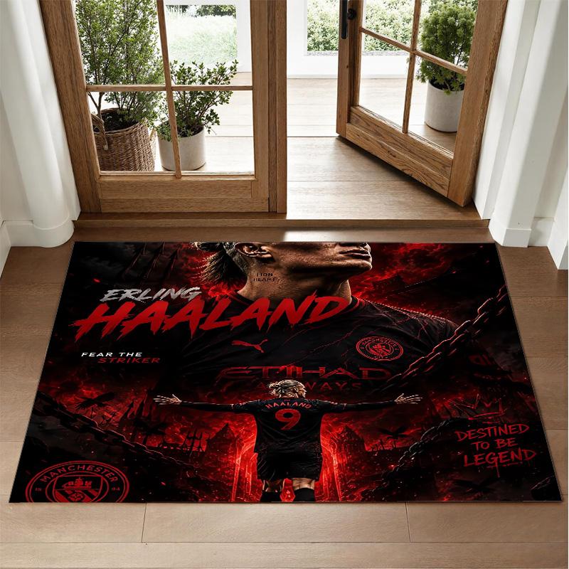 Erling Haaland Design Crystal Velvet Rug Soft Decorative Mat for Bedroom Entrance