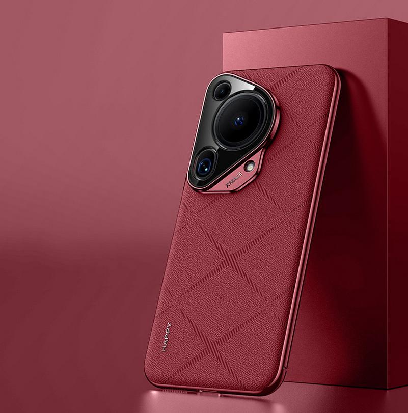 Luxury Plain Leather + Camera Lens Protection Case For Huawei Pura 70 Ultra Pura 70 Pro P60 Pro P60 Hard Slim Good Texture Cover