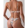 Costumi da Bagno da Spiaggia Donna Bikini Set Stampato Floreale Reggiseno Push Up Set Separato Estate Due Pezzi Bikini Sexy