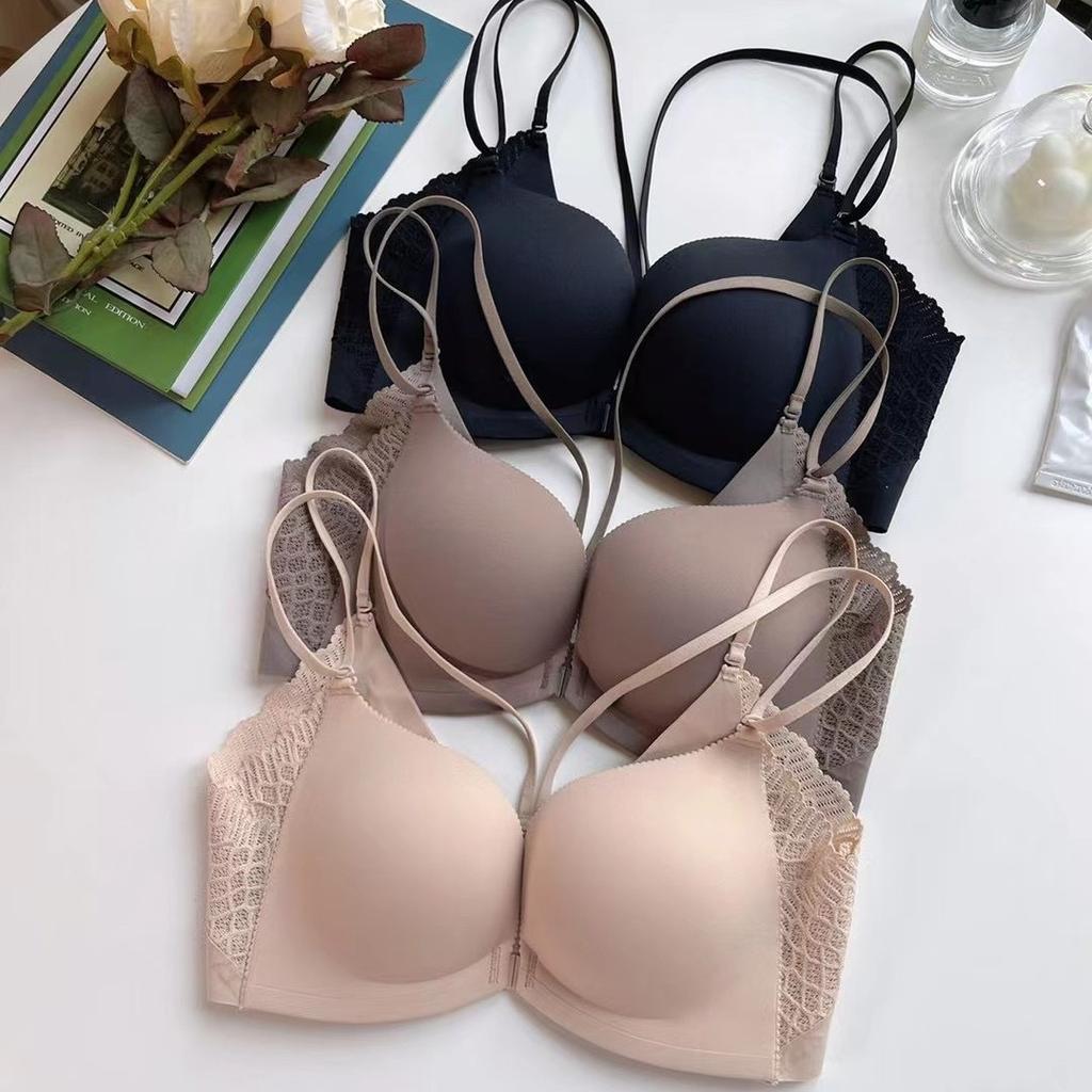 Front buckle seamless beautiful back bra without steel ring bra, large chest showing small seamless women's smooth surface gathering bra cover