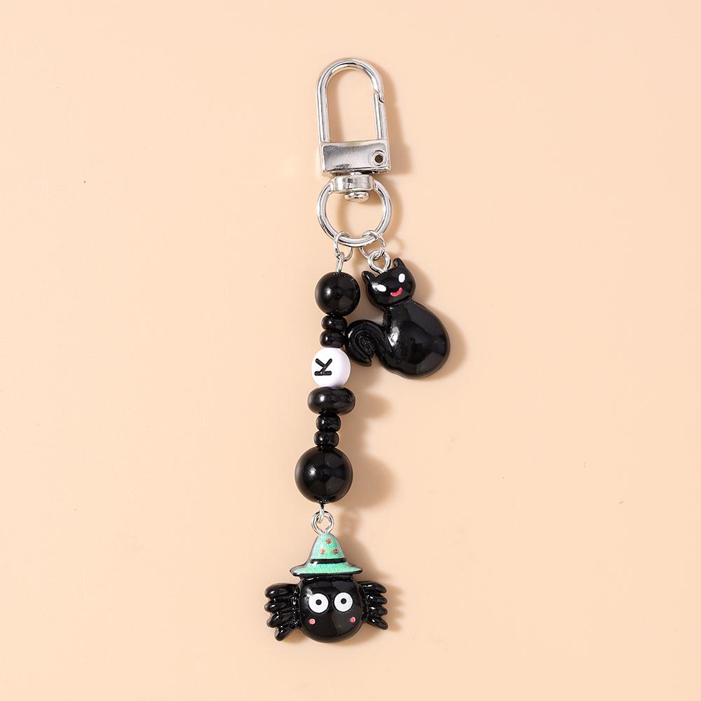 New Halloween Castle Ghost Keychain Black Cat Key Ring Pendants for Women Girls Handbag Charms DIY Key Chain Jewelry Gift