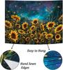 Heynvioo Sunflower Tapestry Galaxy Space Tapestry Fall Yellow Floral Plants Tapestries Starry Sky Mountain Nature Tapestries Wal