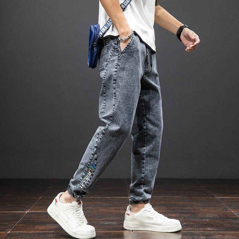 Spring Autumn Cargo Jeans Men Streetwear Denim Jogger Pants Men Baggy Harem Jean Trousers Plus Size Black Blue