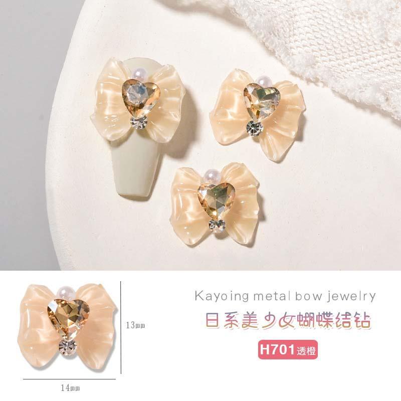 

Heart Rhinestone Nail Bow Charms 10pcs Ice Transparent Crystal Bowtie Jewelry 14*13mm Love Diamond Resin Ribbon Gems for Nails