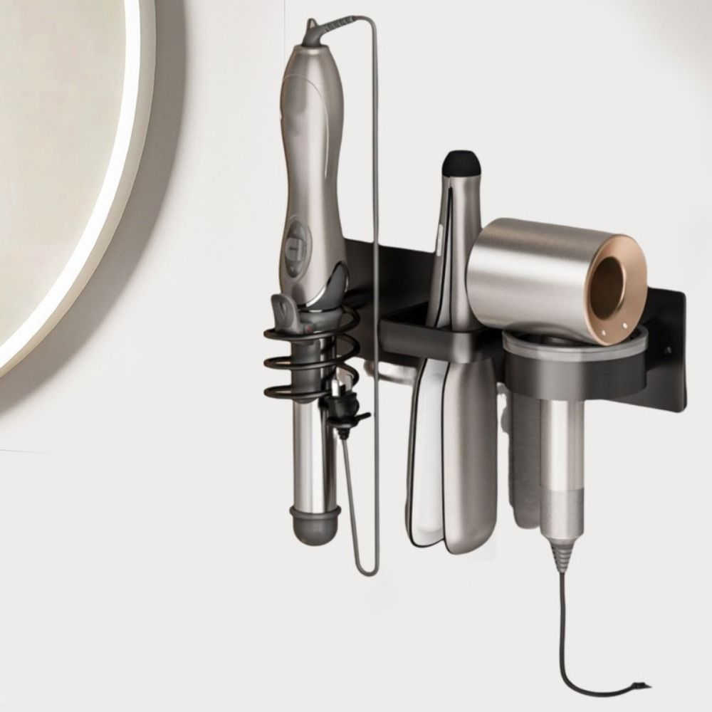 Aluminum Hair Dryer Holder 3 in 1 Toilet Blower Holder Practical Curling Iron Shelf  Bathroom