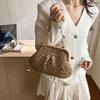 Yogodlns Summer Straw Weaving Crossbody Bag Fashionable Shell Bag Women's Chain Strap Shoulder Bag