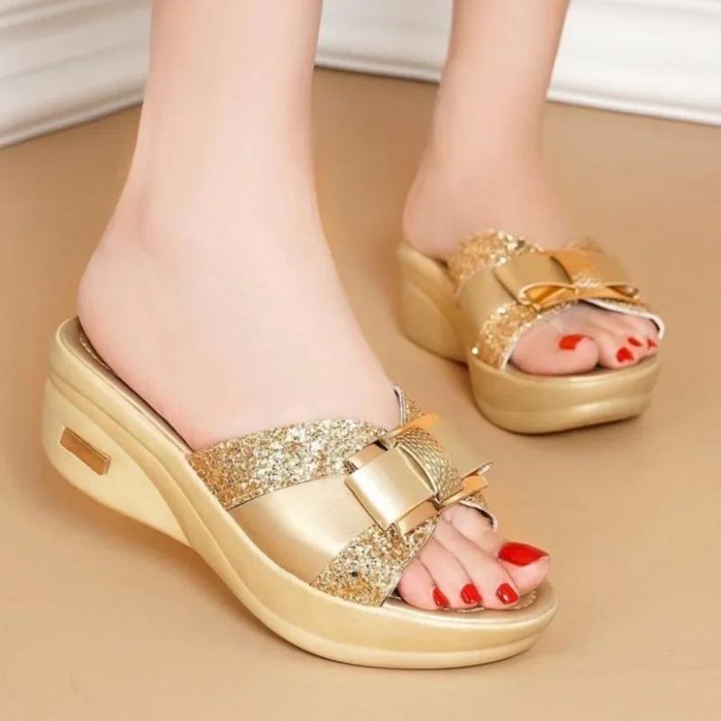 Fashion Summer Women Casual Shoes Open Toe Slippers Fashion Platform Sandals High Heel Comfortable Wedges Slippers Women Slides Women