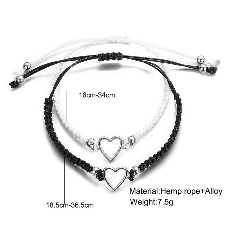 Hand Crafted Love Heart Couple Bracelet For Lover Women Men Adjustable Rope Friends Relationship Matching Bracelets Jewelry Gift