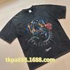 American Street T-Shirt Dog Head Rose Digital Direct Injection Printing Washing Water Cotton Short Sleeve T-Shirt Men