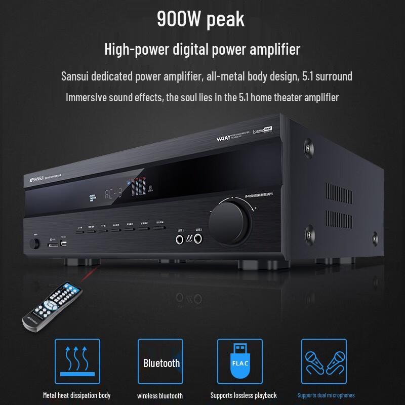 SANSUI 5.1 Channel Home Theater AV Amplifier CN plug (adapter included)