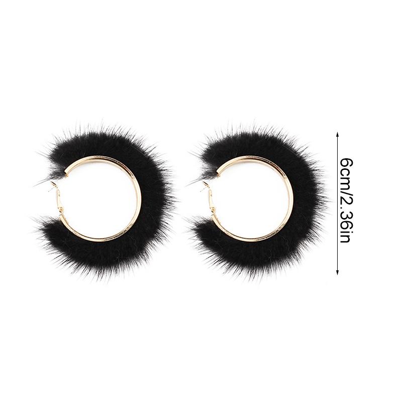 1 Paar Schmuck Wunderschönes Plüschdesign Alltags-Ohrringe Mode Goldene Kreolen Vielseitiges Flauschiges Fell-Kreoldesign Niedlich Mehrfarbig