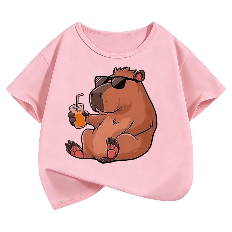 Cute Capybara Kids Summer Clothing T-shirt Tees 2026 New Cartoon Capibara Fashion Short Sleeve Tee Kids Boys Clothing
