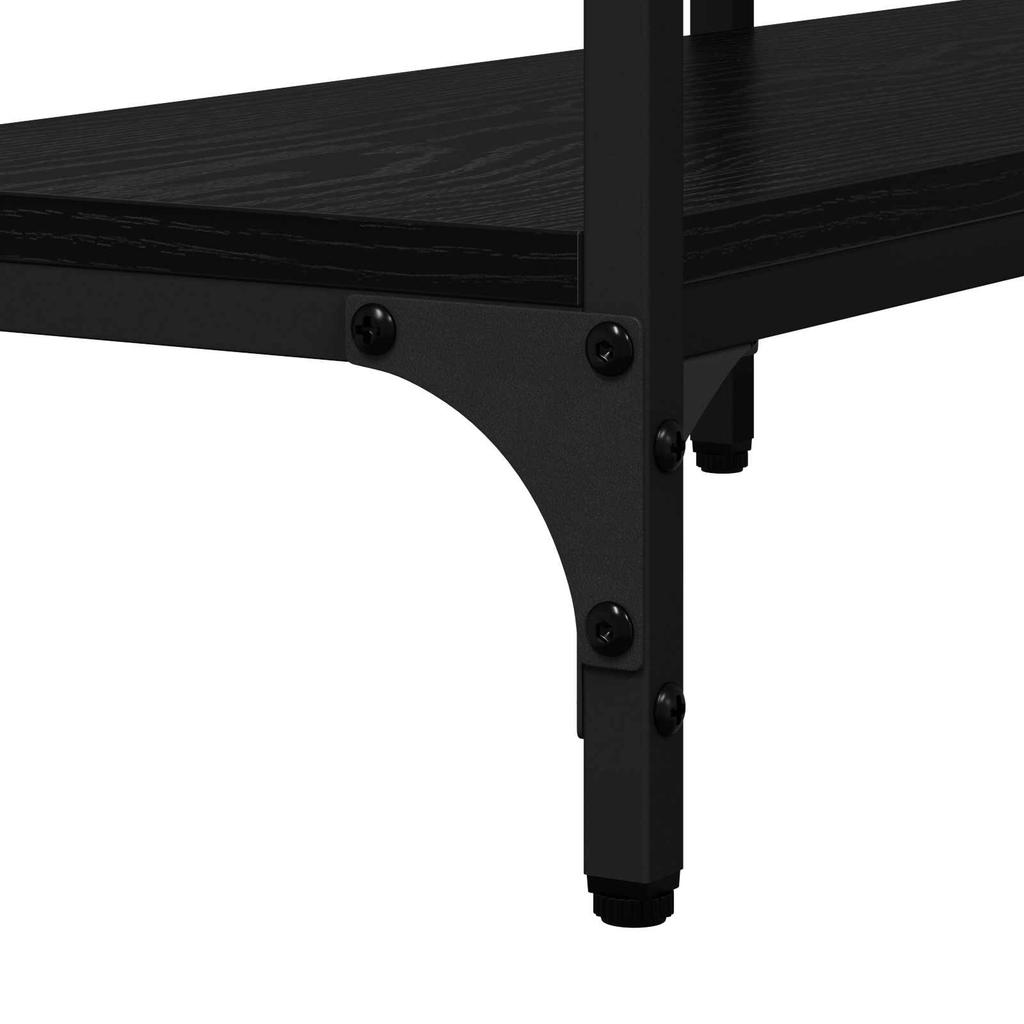 Console Table with Shelf Black Oak Effect 160 X 29 X 80 Cm