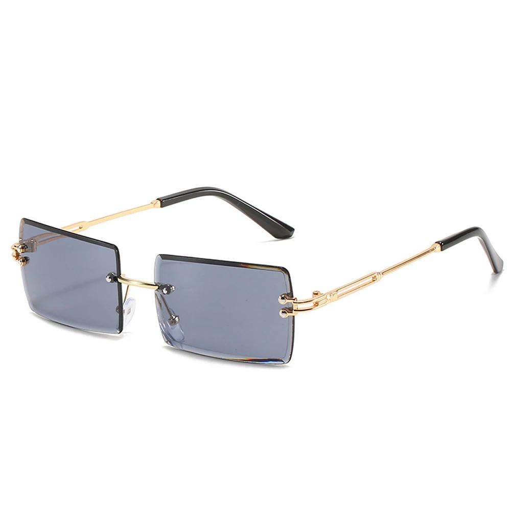 Rimless Rectangle Sun Glasses For Stylish Women And Men In Fashionable Brown Shades