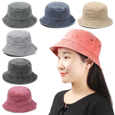 Retro Damen Herren Baumwolle Outdoor Sonnenschutz Eimerhut Sonnenhut Fischerhut Faltbar